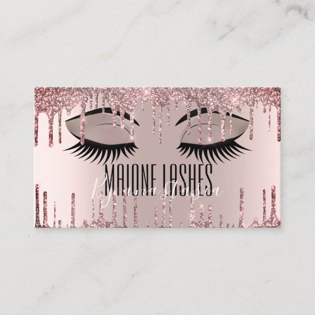 Rose Gold Artist Blush Makeup Lashes Glitzer Tropf Visitenkarte (Vorderseite)