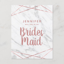 Rose Gold aus weißem Marmor wird meine Bridesmaid  Einladung
