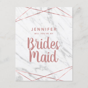 Rose Gold aus weißem Marmor wird meine Bridesmaid  Einladung