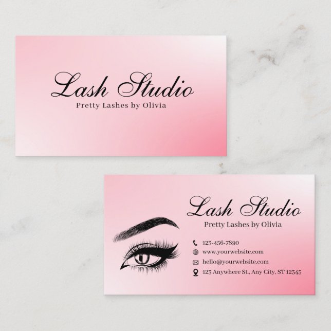 Rose Gold Ausgeklügelte Glittered Beauty Lash Visitenkarte (Vorne/Hinten)