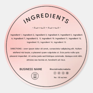 Rose Gold avec Étiquette de produit d'ingrédient d