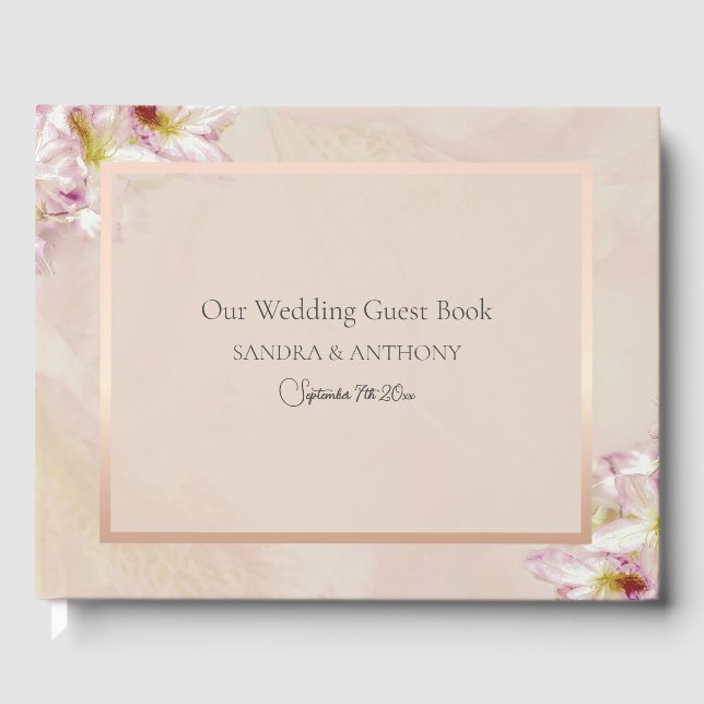 Rose Gold Azalea Wedding Gästebuch (Vorderseite)