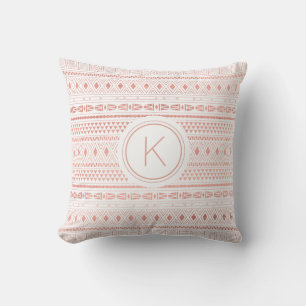 Rose Gold Aztec Tribal Muster Monogramm Kissen