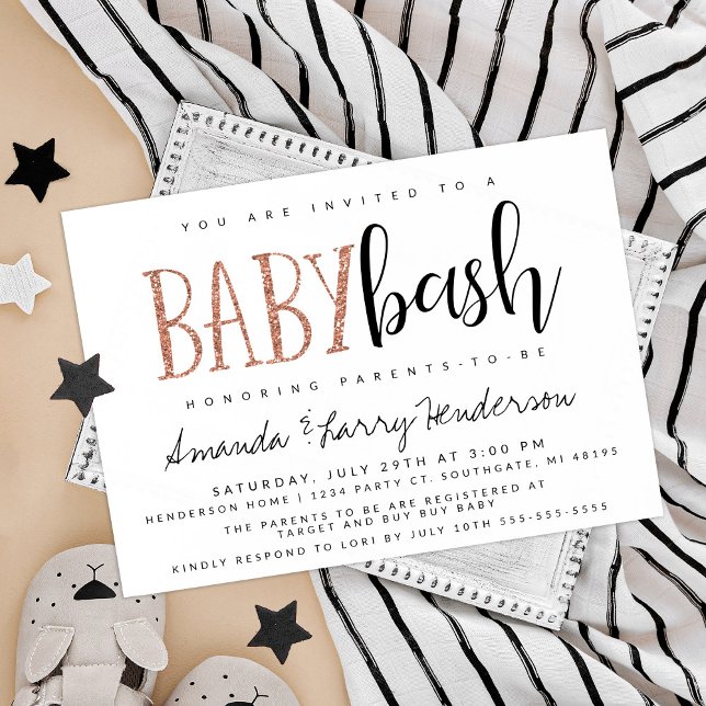 Rose Gold Baby Bash, Couples Baby Dusche Einladung (Von Creator hochgeladen)