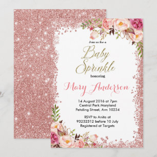 Rose Gold Baby Sprinkle Invitations Fille