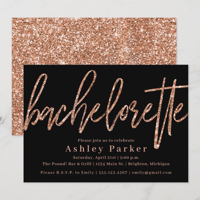 Rose Gold Bachelorette Party Invitation Parties sc (Devant / Derrière)