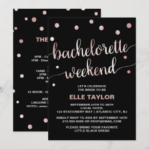 Rose Gold Bachelorette Wochenende mit Ausflug Einladung