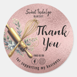 Rose Gold Baking Utensities Vielen Dank Runder Aufkleber