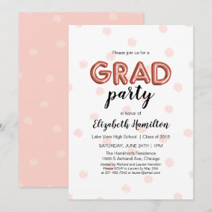 Rose Gold Ballon Letters Grad Party Einladung