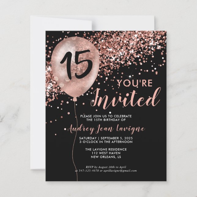 Rose Gold Ballon Quinceanera Geburtstag (Vorderseite)