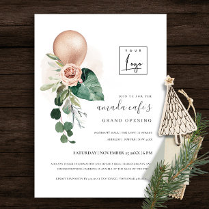 Rose Gold Balloon Flora Logo Grand Invitation