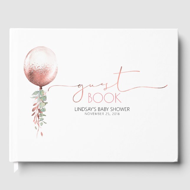 Rose Gold Balloon Garland Baby Showbook Gästebuch (Vorderseite)