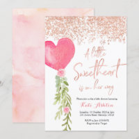 Rose Gold Balloon Valentine Baby shower Invitation