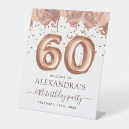 Rose Gold Balloons 60. Geburtstagsparty Sockelschild