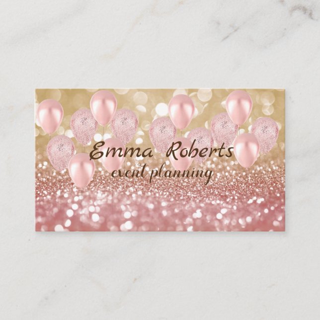 Rose Gold Balloons Moderne Visitenkarte (Vorderseite)