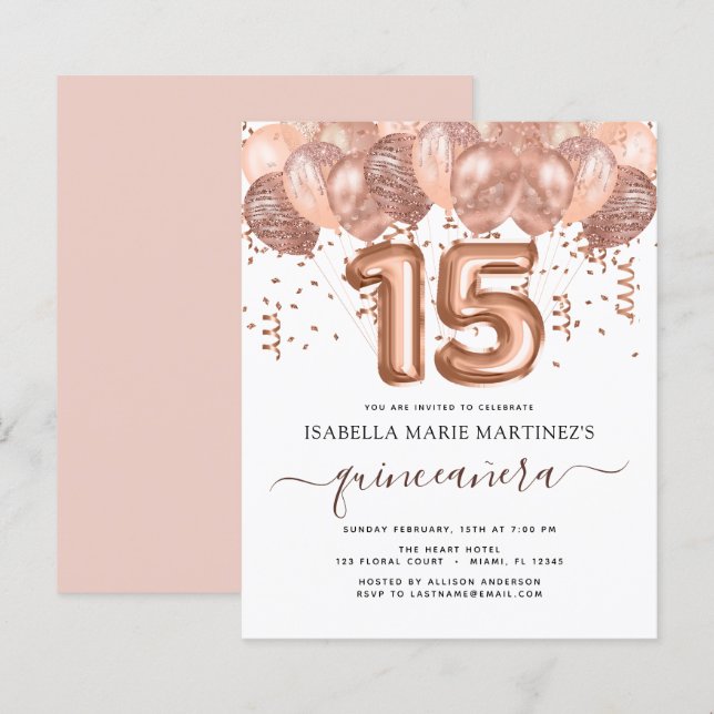 Rose Gold Balloons Quinceañera Feier (Vorne/Hinten)