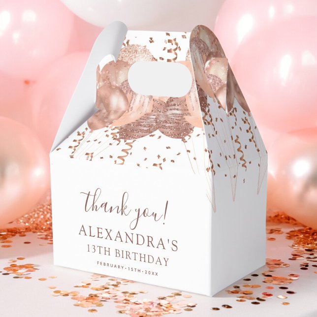 Rose Gold Balloons Vielen Dank für Ihre 13. Geburt Geschenkschachtel (Von Creator hochgeladen)