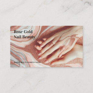Rose Gold Beautiful Makeup Nail Visitenkarte