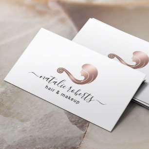 Rose Gold Beauty Logo Hair Stylist Makeust Artist Visitenkarte