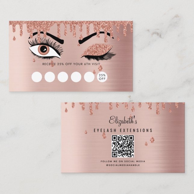 Rose Gold Beauty Makeust Kunstschmiede Loyalität Visitenkarte (Vorne/Hinten)