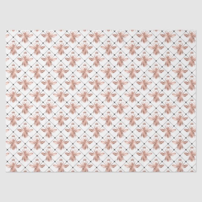 Rose Gold Bee Series Design 4 Tissue Paper Seidenpapier (Vorderseite)
