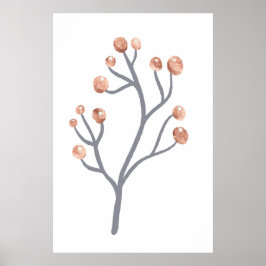 Rose Gold Berry Branch Print Poster