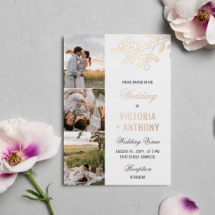 Rose Gold Berry Twig 3 Fotos Hochzeit Folieneinladung