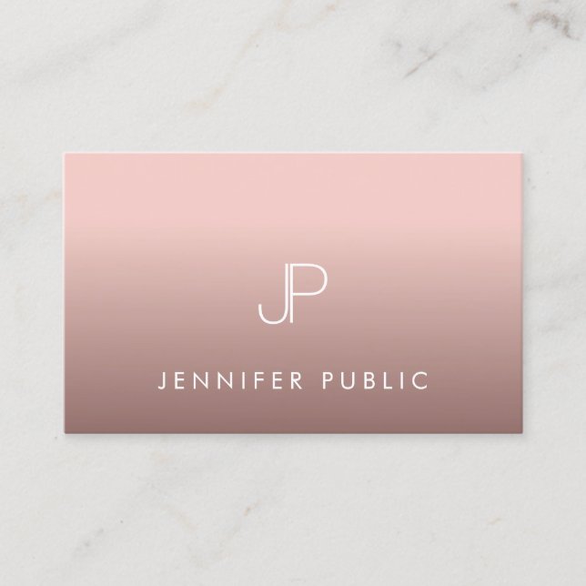 Rose Gold Beruflich Modern Monogram Elegant Visitenkarte (Vorderseite)
