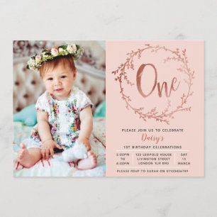 Rose Gold Birthday Girls 1ère invitation