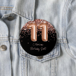 Rose Gold Black 11. Geburtstagsparty Button