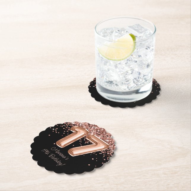 Rose Gold Black 17. Geburtstagsparty Untersetzer (Vor Ort)