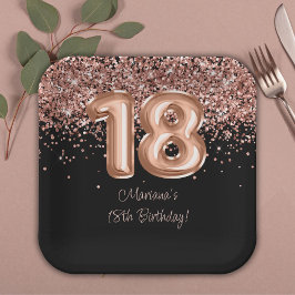 Rose Gold Black 18. Geburtstagsparty Pappteller