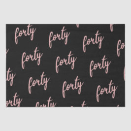 Rose Gold Black 40 Geburtstagsparty Glitzer "40" Seidenpapier