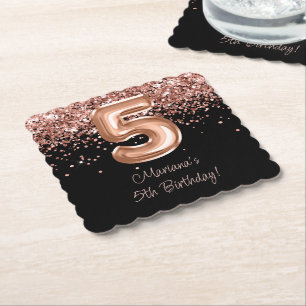 Rose Gold Black 5. Geburtstagsparty Untersetzer