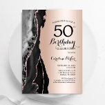 Rose Gold Black Agate 50. Geburtstag Einladung<br><div class="desc">Schwarz und Rose Gold über 50. Geburtstag Einladung. Elegantes modernes Design mit Gesteinsgeode-Hintergrund aus Stein,  Imitate Glitzer Rose Gold und Typografie Drehbuch Schriftart. Die trendige Einladungskarte eignet sich perfekt für eine stilvolle Damenfeier. Gedruckte Zazzle Einladungen oder Sofortdownload digitalen druckbaren Vorlage.</div>
