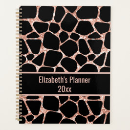 Rose Gold & Black Animal Print Personalized Planer