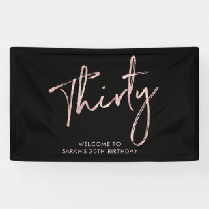 Rose Gold & Black Birthday Party Willkommensbanner Banner