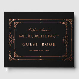 Rose Gold Black Blüh Frame Junggeselinnen-Abschied Gästebuch