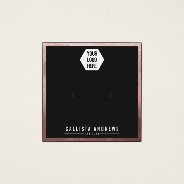 Rose Gold Black Border Logo EarDisplay Card (Vorderseite)