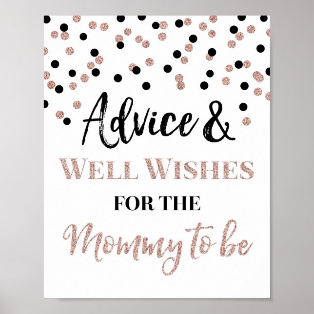 Rose Gold Black Confetti Beratung für Mama zu unte Poster (Vorne)