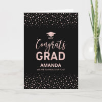 Rose Gold, Black Confetti Glückwunschs Grad Abschl
