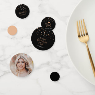 Rose Gold & Black Confetti Graduation Party Dekora Konfetti