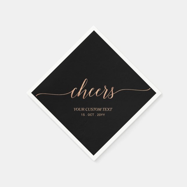 Rose Gold Black Elegant Stilvolle Letterjubeln Serviette (Ecke)