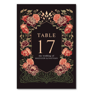 Rose Gold Black Enchanted Garden Wedding Tischnummer