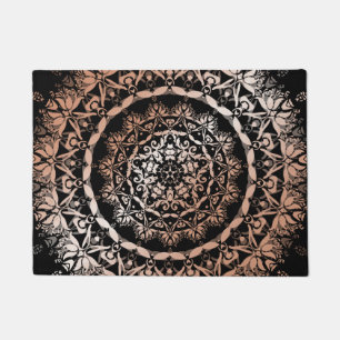 Rose Gold Black Floral Mandala Fußmatte