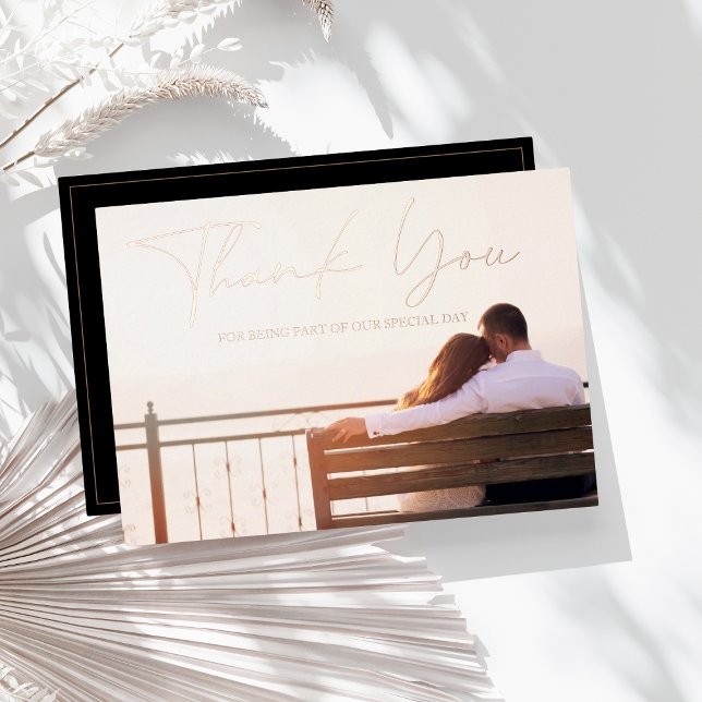 Rose Gold Black Foto Hochzeit Vielen Dank Rose Folieneinladung (Von Creator hochgeladen)