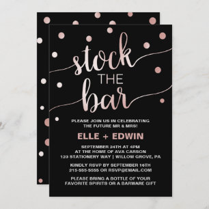 Rose Gold & Black Glam Confetti Bar Einladung