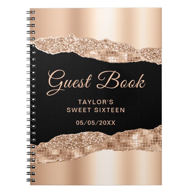 Rose Gold Black Glam Tear Sweet sixteen livre d'hô (Devant)