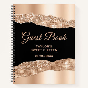 Rose Gold Black Glam Tear Sweet sixteen livre d'hô