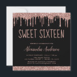 Rose Gold Black Glitzer 16 . Geburtstag Geburtstag Einladung<br><div class="desc">Blush Pink - Rose Gold und Black Funkelnd Dripping Glitzer Sweet 16 Birthday Party Einladung . Dies ist die perfekte 16 . Geburtstag Geburtstagseinladung für eine moderne Rose Gold und Pink Sparkle Pink Glitzer Sparkle Girly Geburtstagsparty. Bitte kontaktieren Sie den Designer,  um passende Sonderanfertigungen zu erhalten.</div>